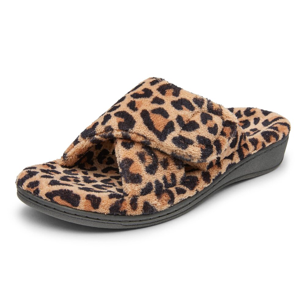 VIONIC RELAX - ORTHAHEEL ORTHOTIC SLIPPERS NATURAL LEOPARD - 9 MEDIUM